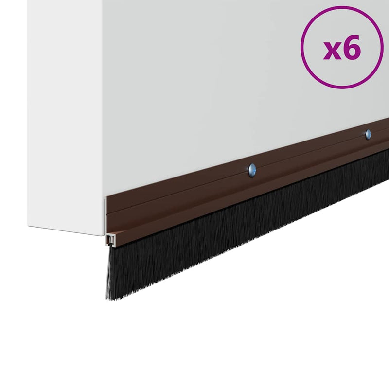 Afbeelding laden in galerijviewer, Vidaxl schroefbare deurborstelafsluitingen 6 pcs bruin 100 cm