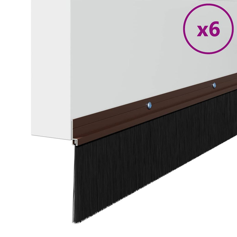 Afbeelding laden in galerijviewer, Vidaxl schroefbare deurborstelafsluitingen 6 pcs bruin 100 cm