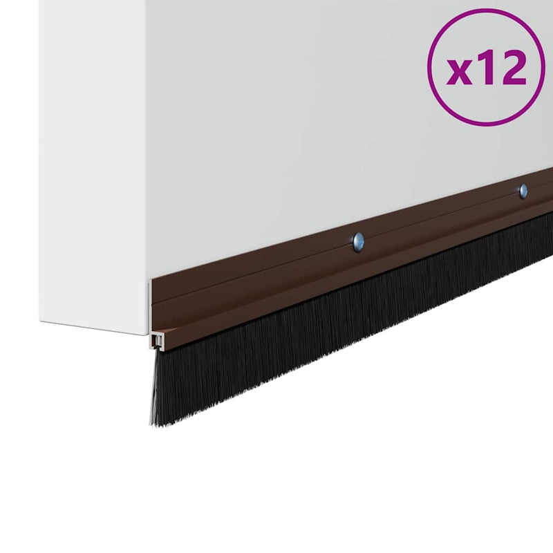 Afbeelding laden in galerijviewer, Vidaxl schroefbare deurborstelafsluitingen 12 pcs bruin 100 cm