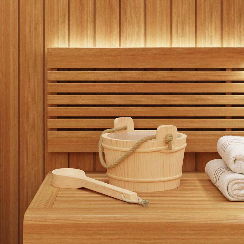 Chargez l'image dans la visionneuse de la galerie, Vidaxl sauna emmer 2 pcs bruin massief vurenhout en hennep