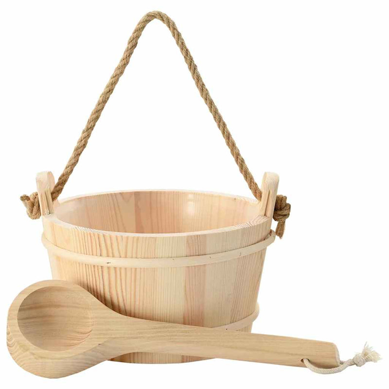 Chargez l'image dans la visionneuse de la galerie, Vidaxl sauna emmer 2 pcs bruin massief vurenhout en hennep