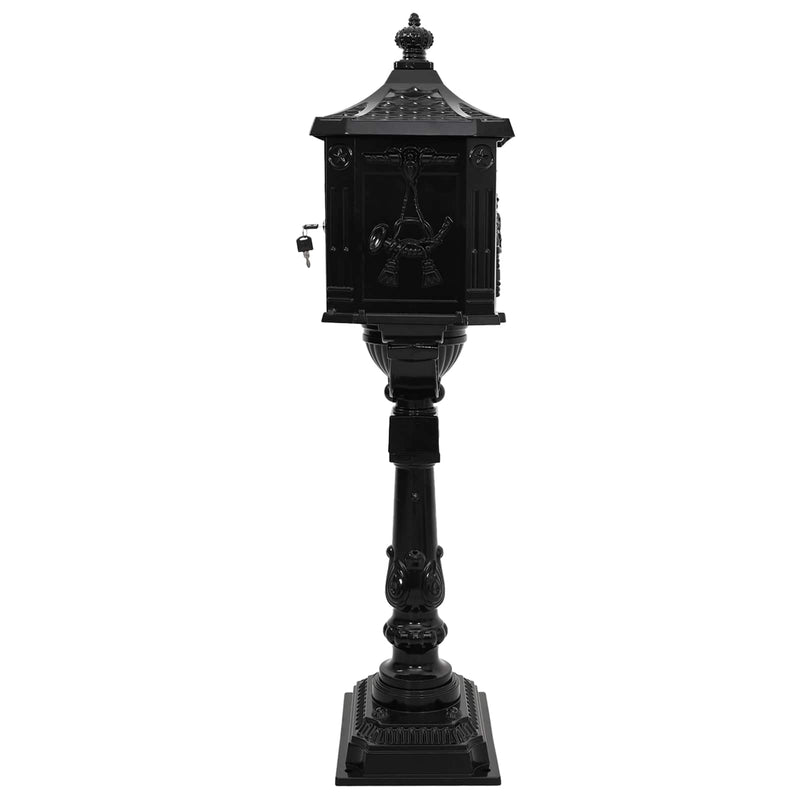 Chargez l'image dans la visionneuse de la galerie, Vidaxl staande brievenbus zwart 42,5 x 29,5 x 117 cm gegoten aluminium