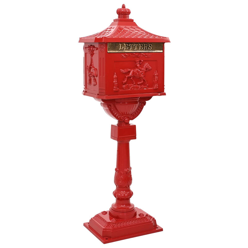 Chargez l'image dans la visionneuse de la galerie, Vidaxl staande brievenbus rood 42,5 x 29,5 x 117 cm gegoten aluminium