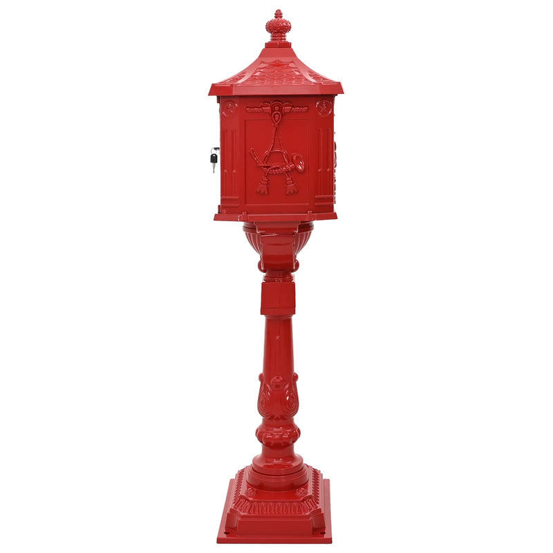 Chargez l'image dans la visionneuse de la galerie, Vidaxl staande brievenbus rood 42,5 x 29,5 x 117 cm gegoten aluminium