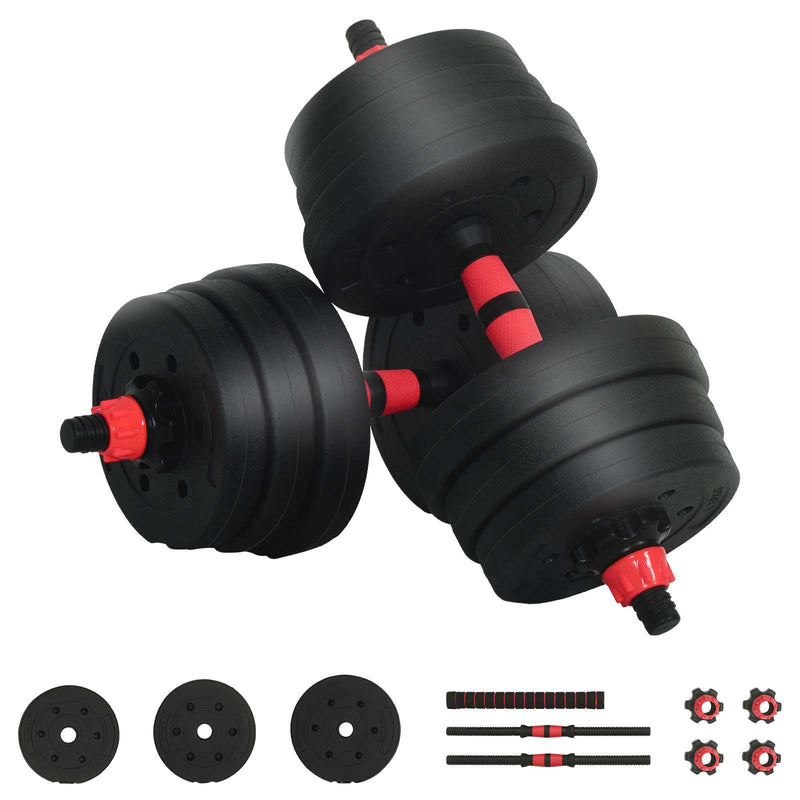 Chargez l'image dans la visionneuse de la galerie, Vidaxl 2-in-1 halter-barbell set 30kg zwart en rood