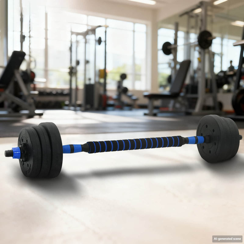 Chargez l'image dans la visionneuse de la galerie, Vidaxl 2-in-1 halter-barbell set 30kg zwart en blauw