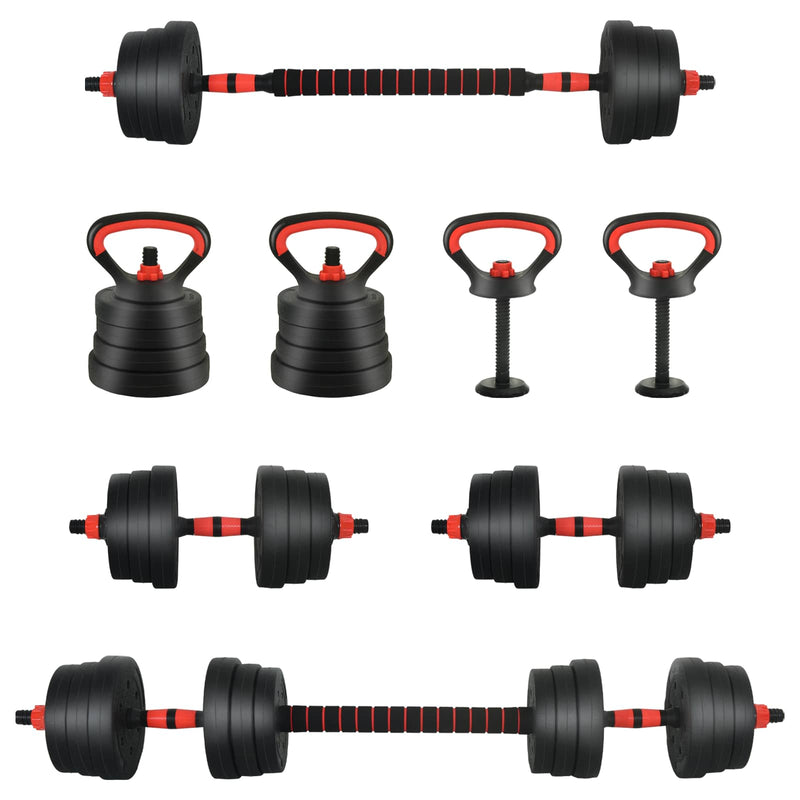 Chargez l'image dans la visionneuse de la galerie, Vidaxl 2-in-1 halter-barbell set 30kg zwart en rood