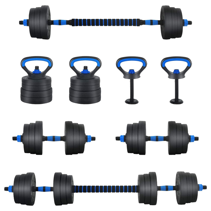 Chargez l'image dans la visionneuse de la galerie, Vidaxl 2-in-1 halter-barbell set 30kg zwart en blauw