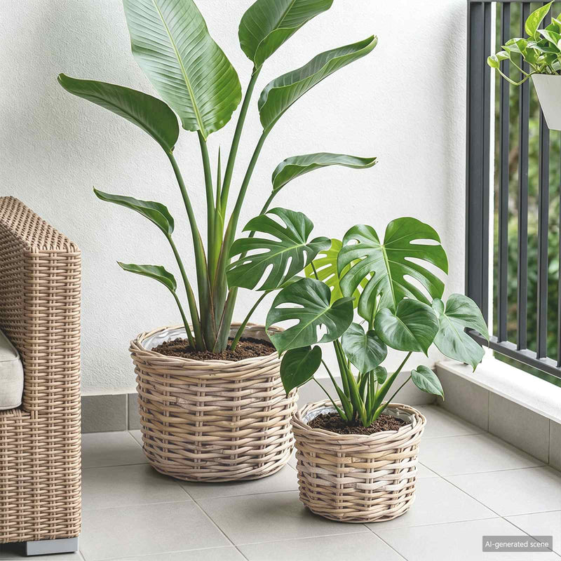 Afbeelding laden in galerijviewer, Vidaxl bloempot mand met opslag 2 pcs grijs kubu rattan