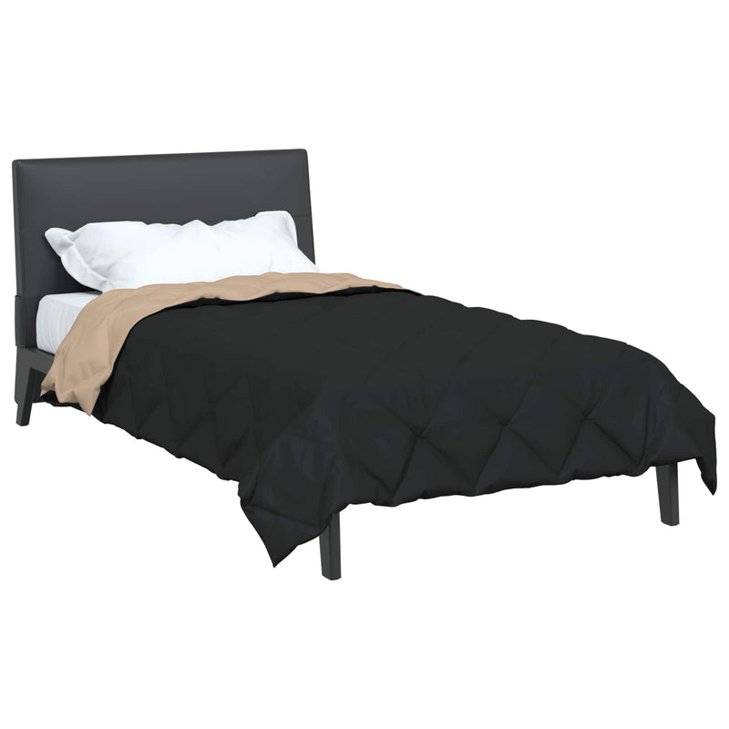 Afbeelding laden in galerijviewer, Vidaxl vol jaar dekbed zwart en taupe 220 x 135 cm microfiber