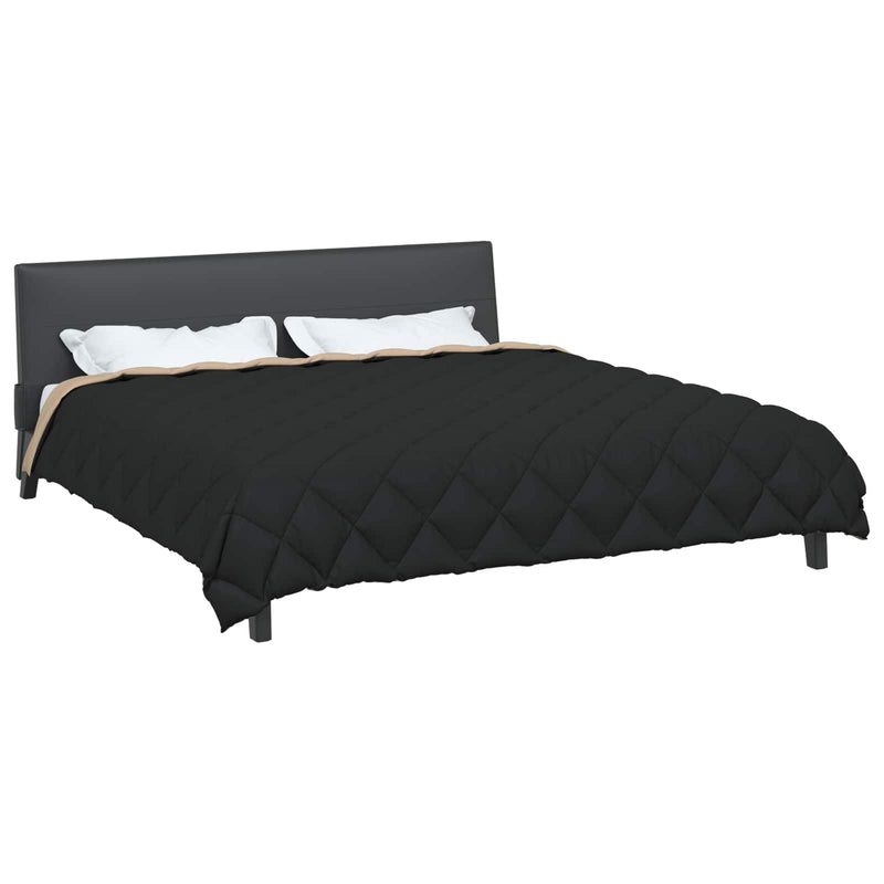 Afbeelding laden in galerijviewer, Vidaxl winter dekbed zwart en taupe 200 x 200 cm microfiber