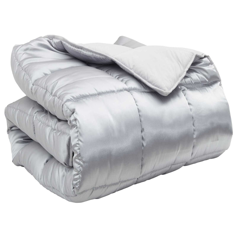 Afbeelding laden in galerijviewer, Vidaxl winter dekbed zilver 240 x 260 cm satijn en microfiber
