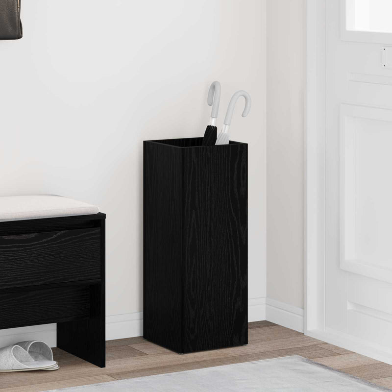 Afbeelding laden in galerijviewer, Vidaxl paraplu standaard zwart eiken 25 x 24,5 x 64 cm bewerkt hout