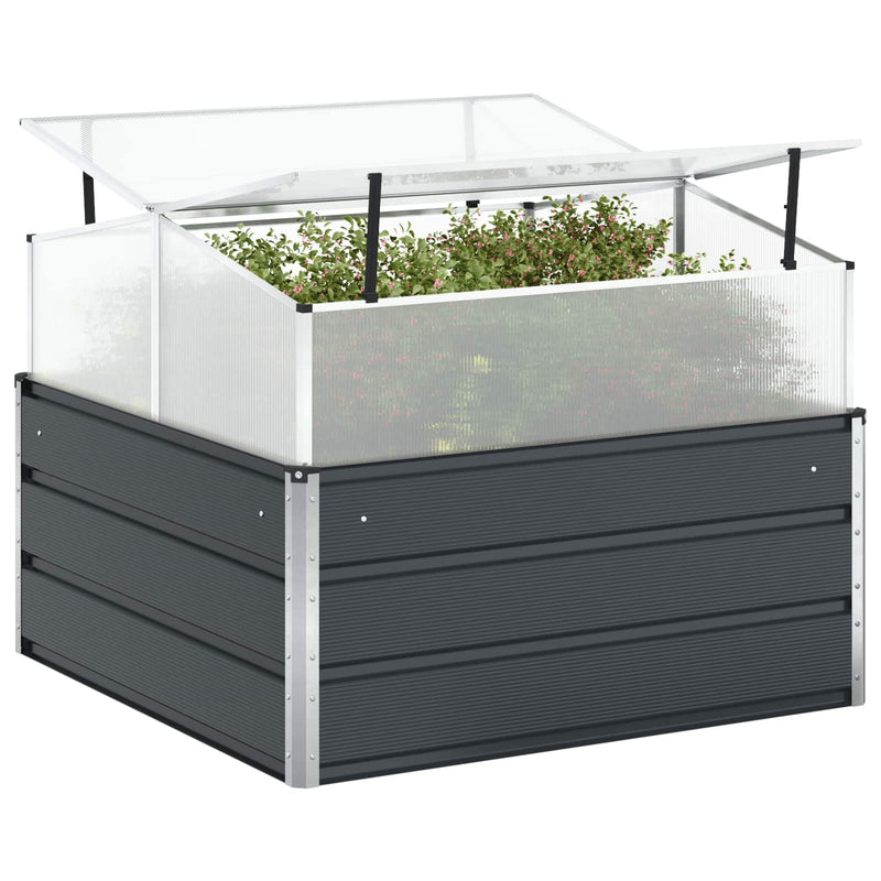 Afbeelding laden in galerijviewer, Vidaxl plantenbak antraciet 100 x 100 x 77 cm gegalvaniseerd staal