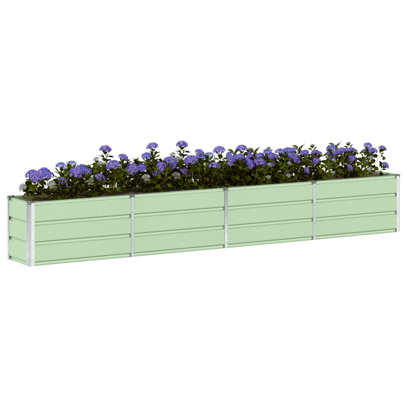 Afbeelding laden in galerijviewer, Vidaxl plantenbak groen 320 x 40 x 45 cm staal