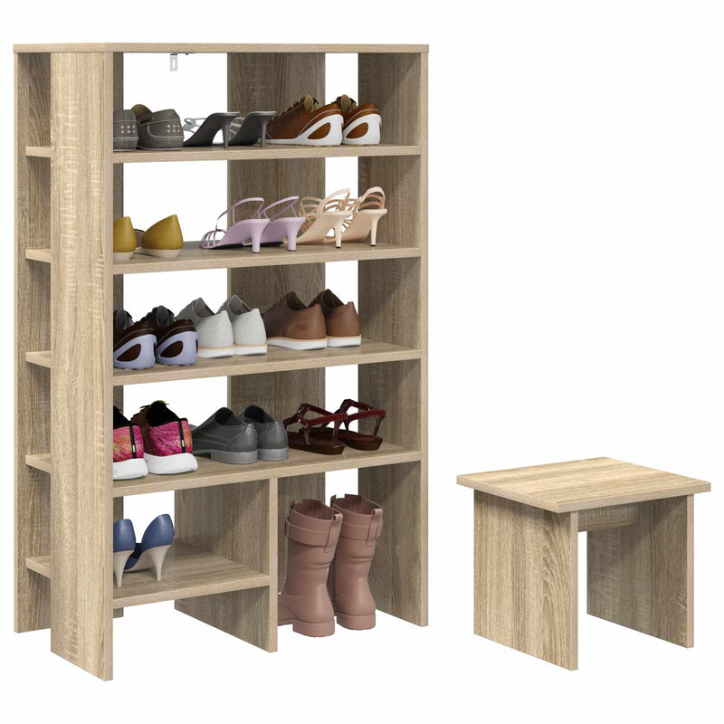 Chargez l'image dans la visionneuse de la galerie, Vidaxl schoenenkast met plank 2 pcs sonoma eiken bewerkt hout