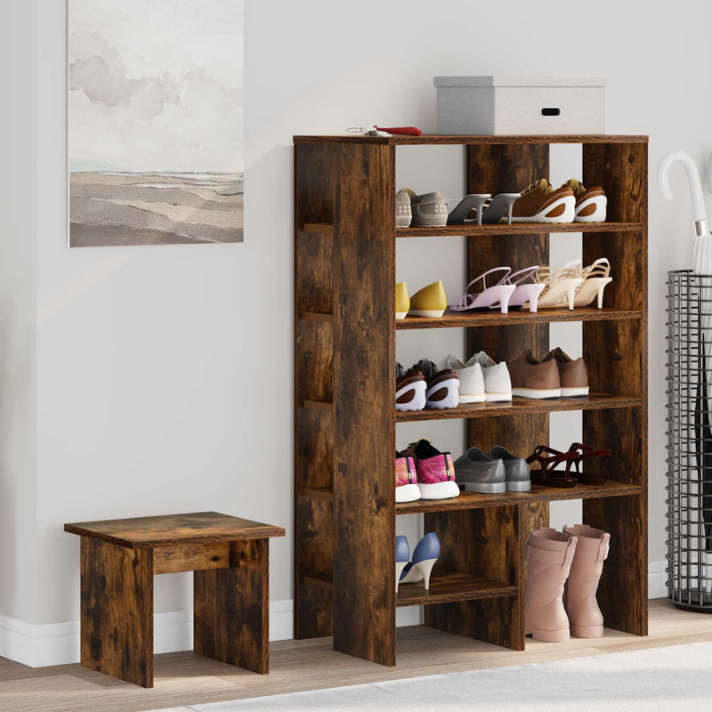 Afbeelding laden in galerijviewer, Vidaxl schoenenkast met plank 2 pcs gerookt eiken bewerkt hout