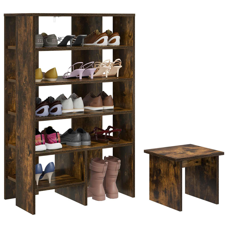 Afbeelding laden in galerijviewer, Vidaxl schoenenkast met plank 2 pcs gerookt eiken bewerkt hout
