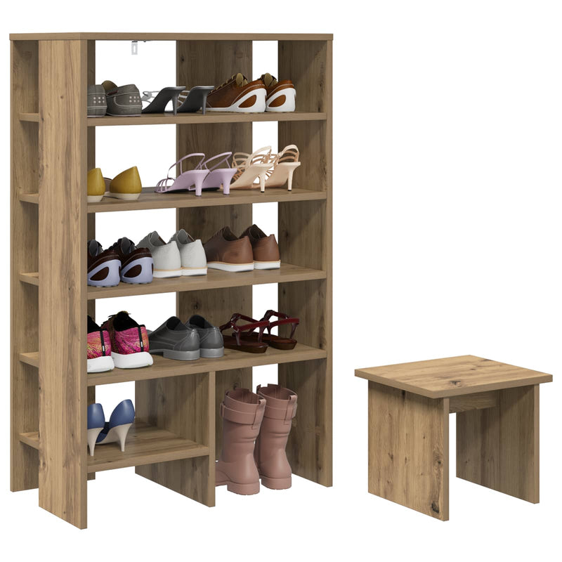 Afbeelding laden in galerijviewer, Vidaxl schoenenkast met plank 2 pcs artisan eiken bewerkt hout
