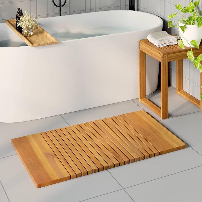 Afbeelding laden in galerijviewer, Vidaxl badmat effen bruin 100 x 55 cm hout