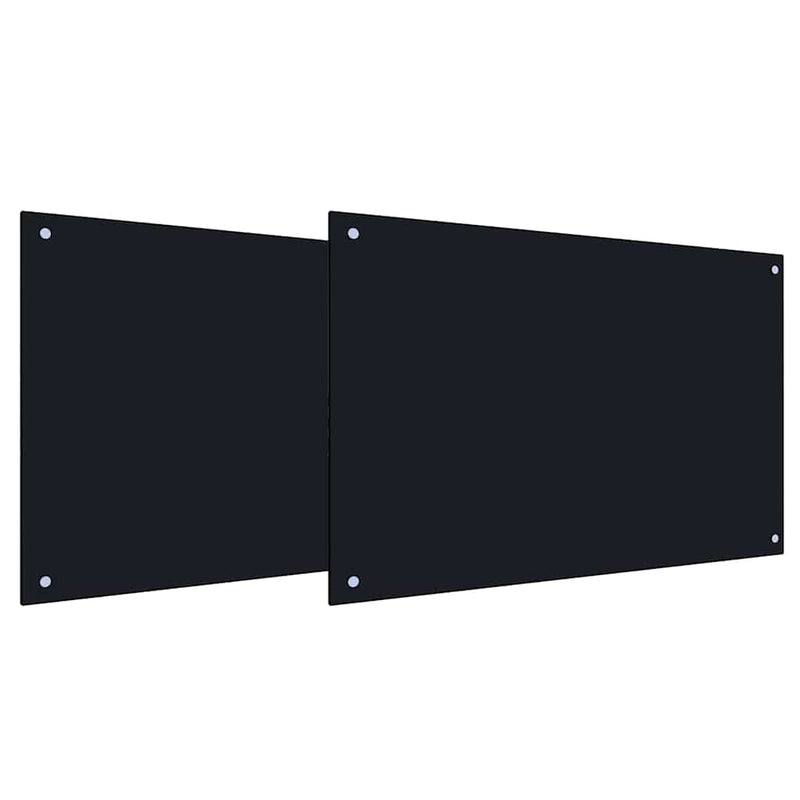 Afbeelding laden in galerijviewer, Vidaxl keuken spatscherm 2 pcs zwart 90 x 50 cm gehard glas