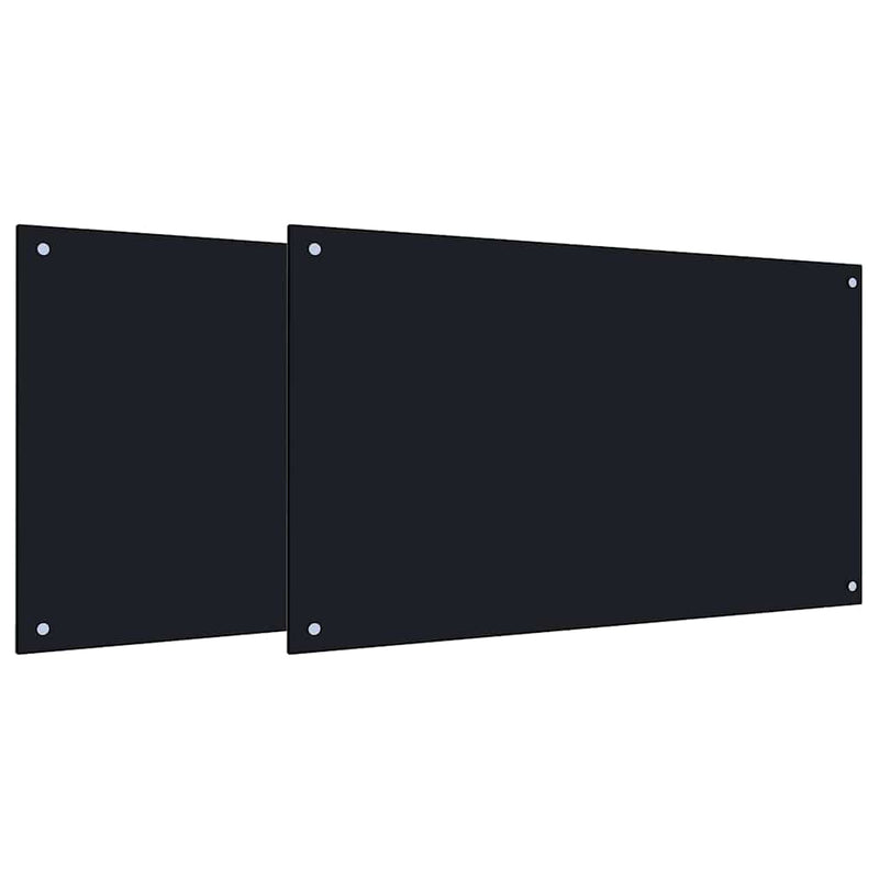 Afbeelding laden in galerijviewer, Vidaxl keuken spatscherm 2 pcs zwart 100 x 60 cm gehard glas