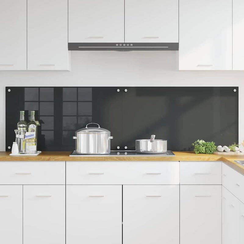 Afbeelding laden in galerijviewer, Vidaxl keuken spatscherm 2 pcs donkergrijs 90 x 50 cm gehard glas