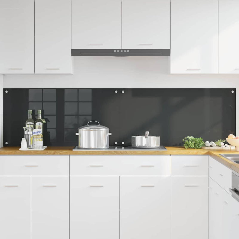Afbeelding laden in galerijviewer, Vidaxl keuken spatscherm 2 pcs donkergrijs 100 x 50 cm gehard glas
