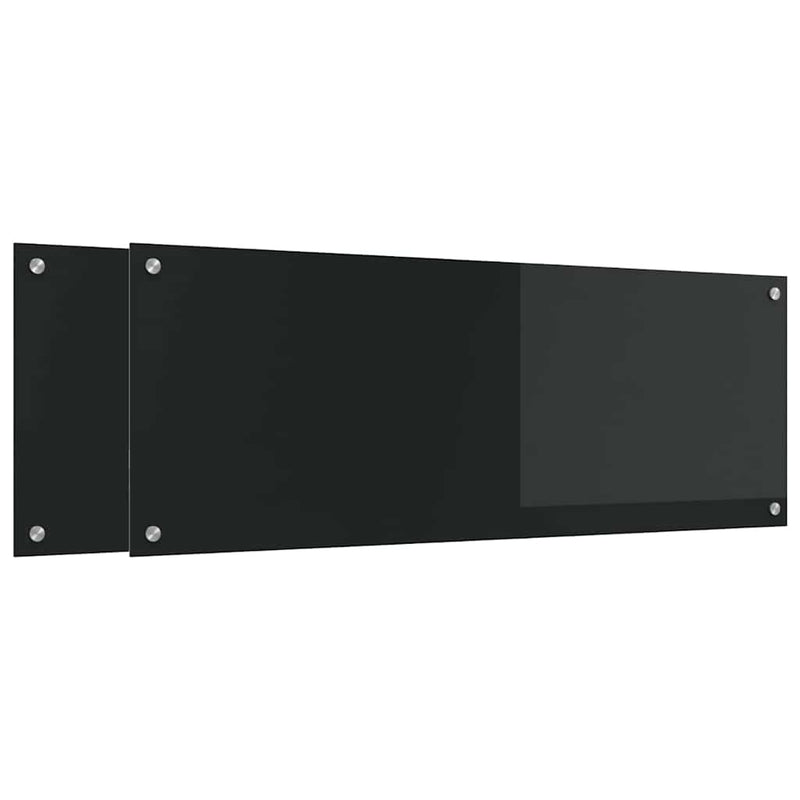 Afbeelding laden in galerijviewer, Vidaxl keuken spatscherm 2 pcs zwart 110 x 40 cm gehard glas