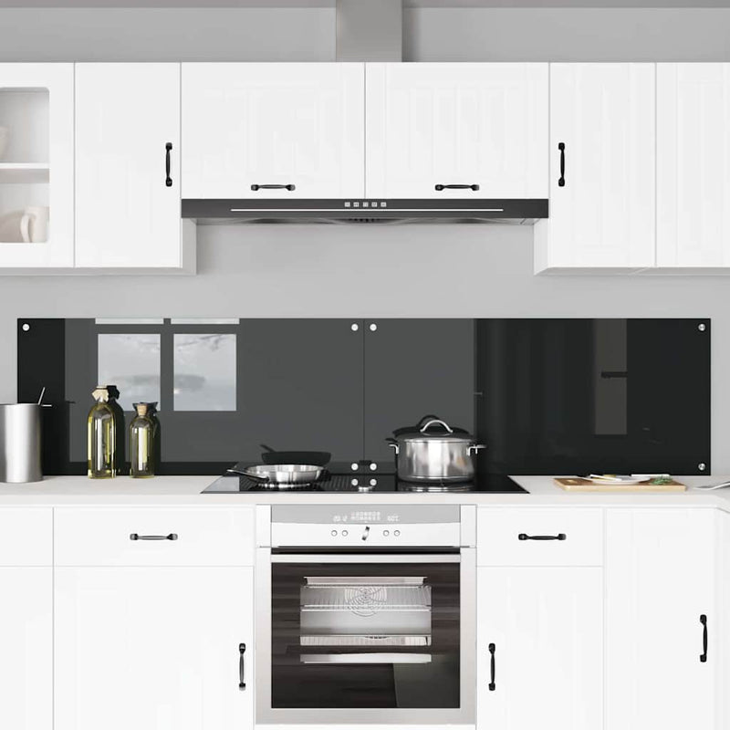 Afbeelding laden in galerijviewer, Vidaxl keuken spatscherm 2 pcs zwart 110 x 50 cm gehard glas