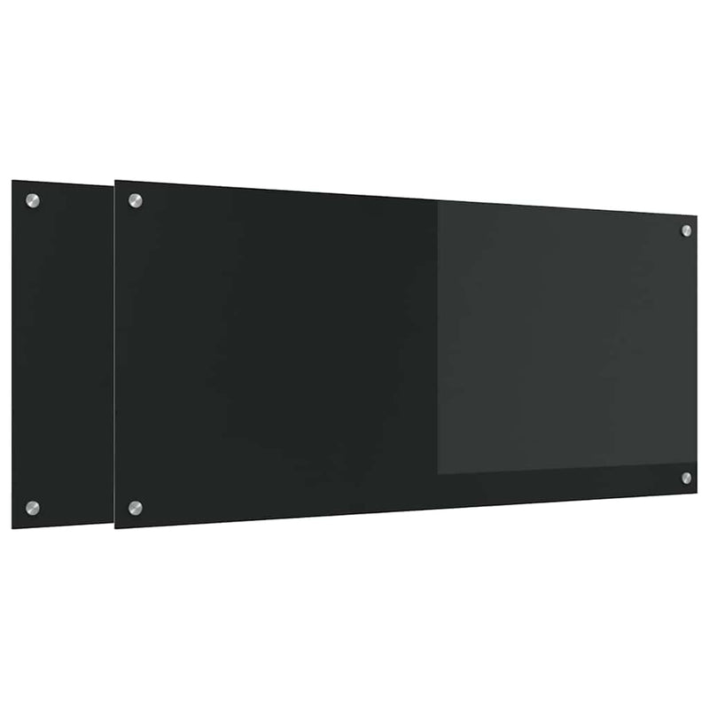 Afbeelding laden in galerijviewer, Vidaxl keuken spatscherm 2 pcs zwart 110 x 50 cm gehard glas