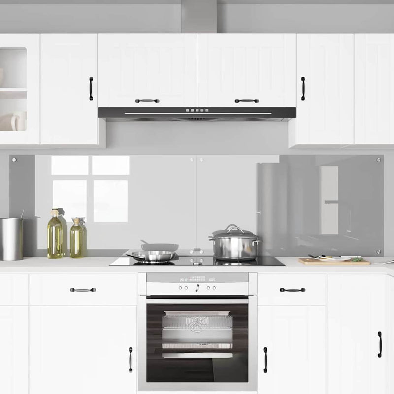 Afbeelding laden in galerijviewer, Vidaxl keuken spatscherm 2 pcs lichtgrijs 110 x 60 cm gehard glas