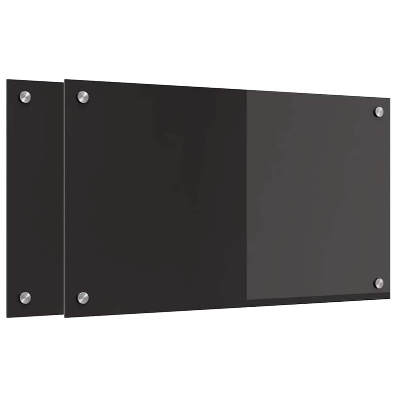 Afbeelding laden in galerijviewer, Vidaxl keuken achterwand 2 pcs zwart 70 x 40 cm gehard glas