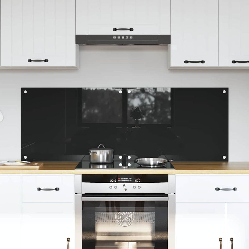 Afbeelding laden in galerijviewer, Vidaxl keuken achterwand 2 pcs zwart 70 x 50 cm gehard glas