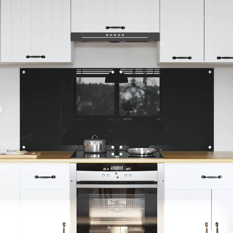 Afbeelding laden in galerijviewer, Vidaxl keuken achterwand 2 pcs zwart 70 x 60 cm gehard glas