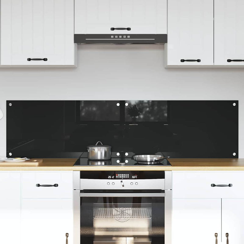 Afbeelding laden in galerijviewer, Vidaxl keuken achterwand 2 pcs zwart 80 x 40 cm gehard glas