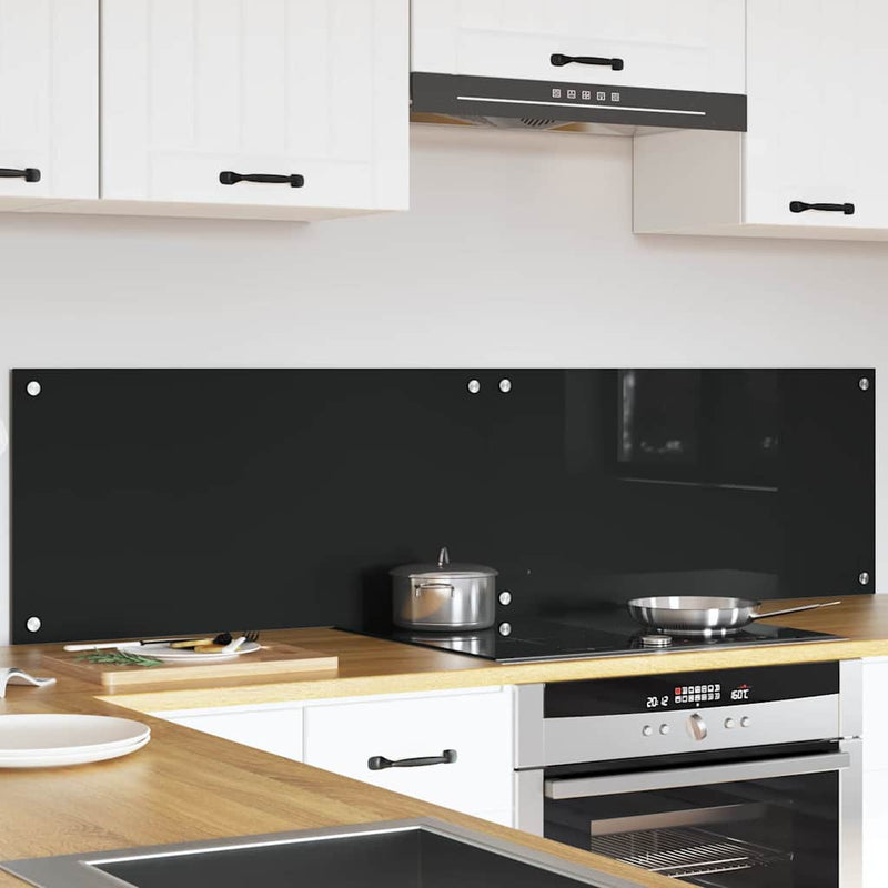 Afbeelding laden in galerijviewer, Vidaxl keuken achterwand 2 pcs zwart 80 x 40 cm gehard glas