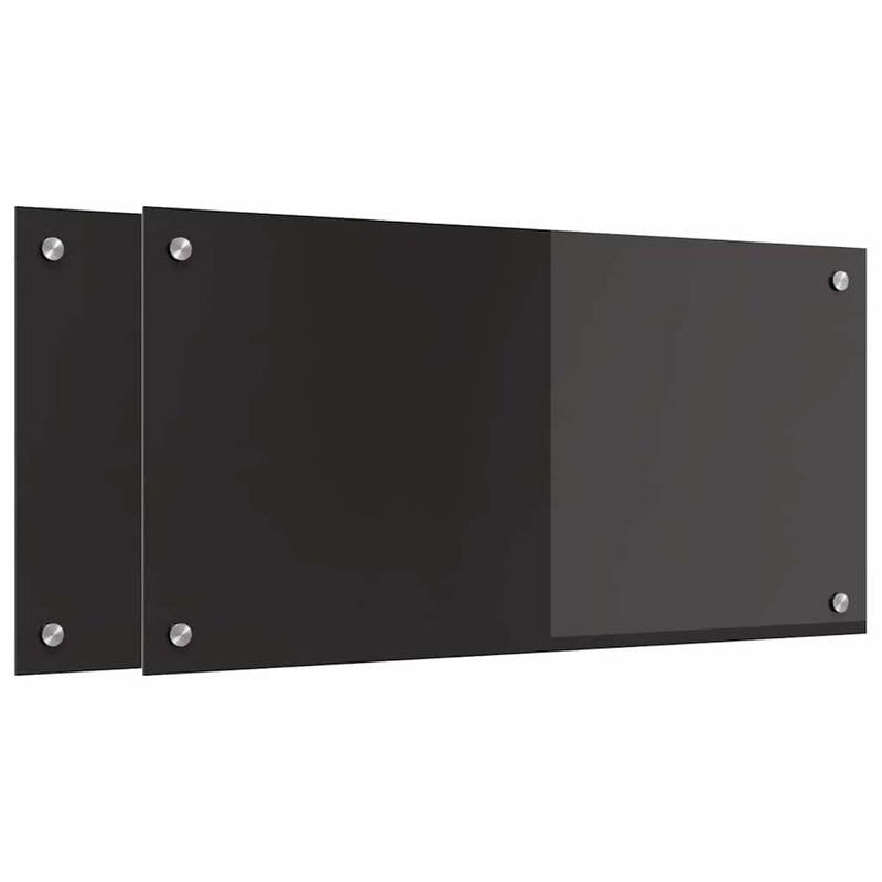Afbeelding laden in galerijviewer, Vidaxl keuken achterwand 2 pcs zwart 80 x 40 cm gehard glas