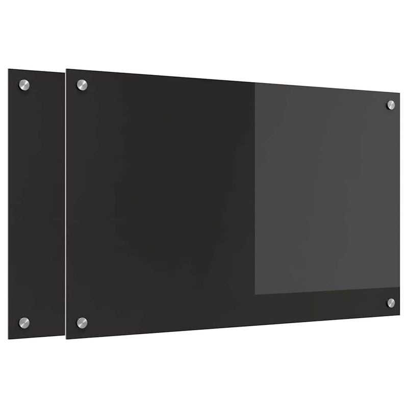 Afbeelding laden in galerijviewer, Vidaxl keuken achterwand 2 pcs zwart 80 x 50 cm gehard glas