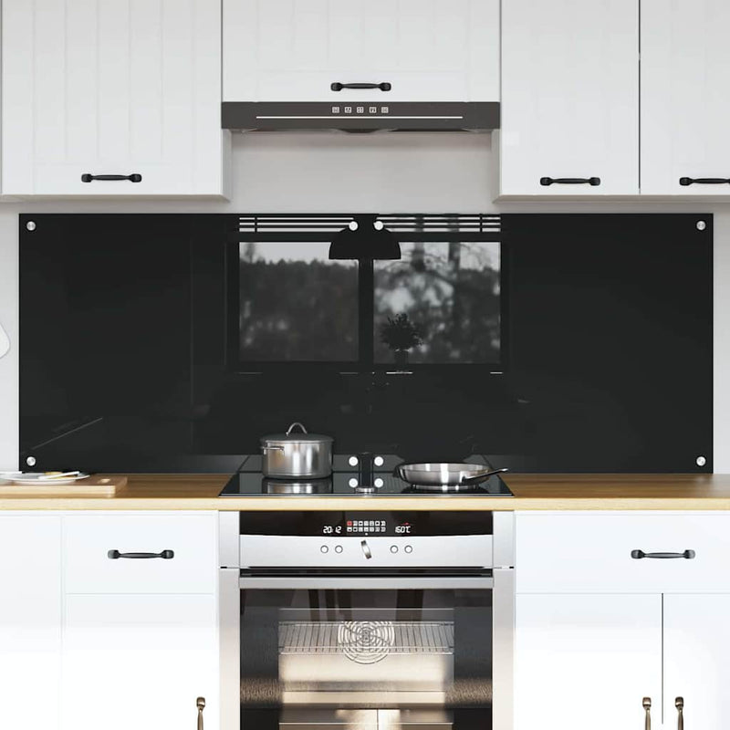 Afbeelding laden in galerijviewer, Vidaxl keuken achterwand 2 pcs zwart 80 x 60 cm gehard glas