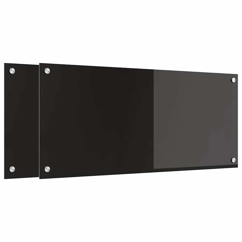 Afbeelding laden in galerijviewer, Vidaxl keuken achterwand 2 pcs zwart 90 x 40 cm gehard glas