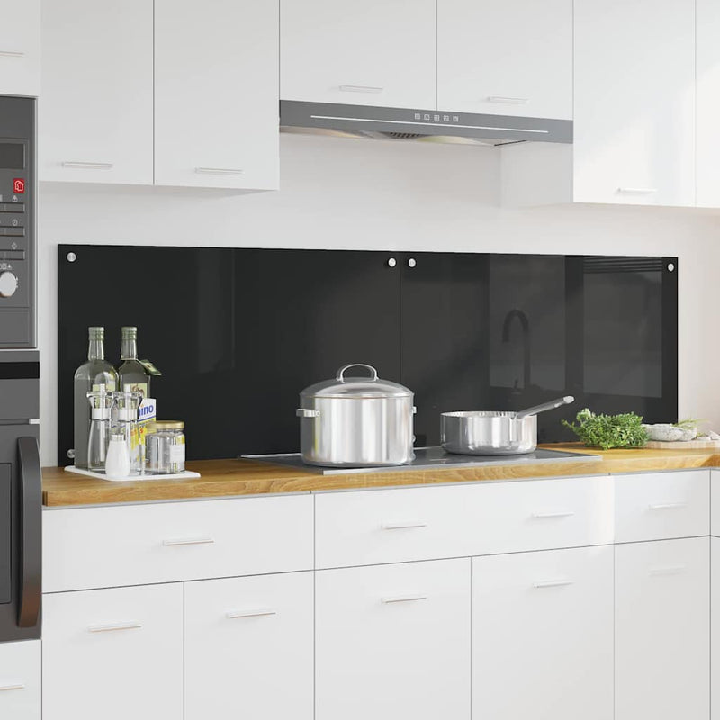 Afbeelding laden in galerijviewer, Vidaxl keuken achterwand 2 pcs zwart 90 x 50 cm gehard glas