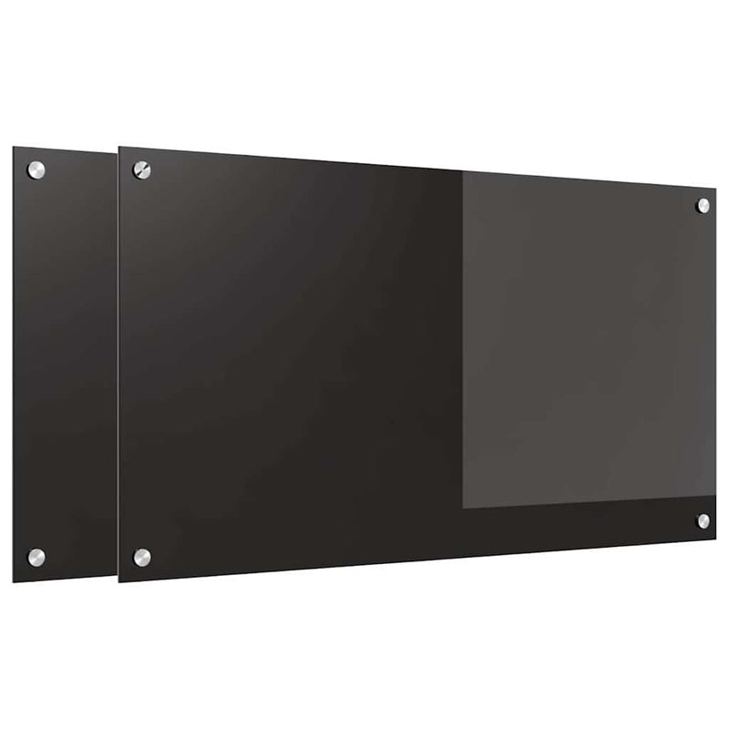 Afbeelding laden in galerijviewer, Vidaxl keuken achterwand 2 pcs zwart 90 x 50 cm gehard glas