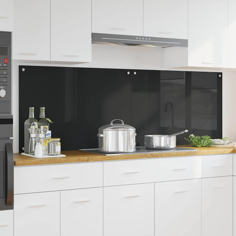 Afbeelding laden in galerijviewer, Vidaxl keuken achterwand 2 pcs zwart 90 x 60 cm gehard glas