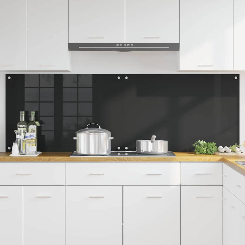 Afbeelding laden in galerijviewer, Vidaxl keuken achterwand 2 pcs zwart 90 x 60 cm gehard glas