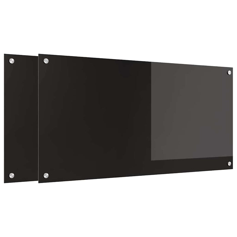 Afbeelding laden in galerijviewer, Vidaxl keuken achterwand 2 pcs zwart 100 x 50 cm gehard glas