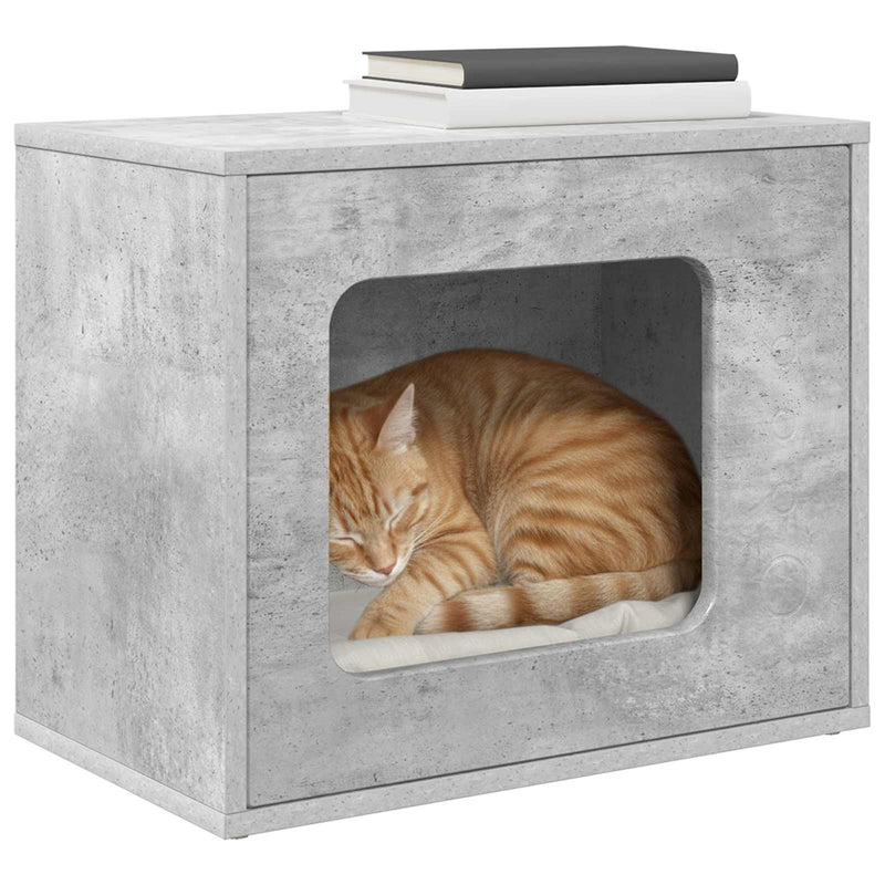 Afbeelding laden in galerijviewer, Vidaxl kattenhuis beton 51 x 30 x 42,5 cm bewerkt hout