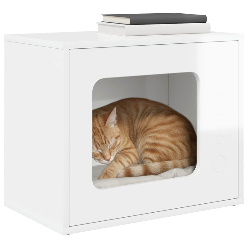 Afbeelding laden in galerijviewer, Vidaxl kattenhuis glanzend wit 51 x 30 x 42,5 cm bewerkt hout