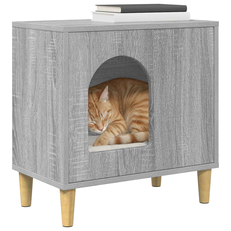 Afbeelding laden in galerijviewer, Vidaxl kattenhuis grijs sonoma 51 x 30 x 52 cm bewerkt hout