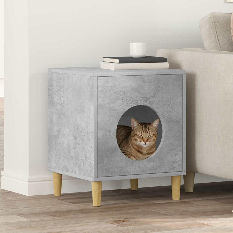 Afbeelding laden in galerijviewer, Vidaxl kattenhuis beton 42,5 x 40 x 53 cm bewerkt hout